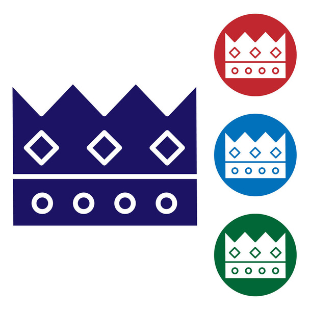 Ikona Blue King na bílém pozadí. Nastavit barevné ikony v kruhových tlačítcích. Vektorová ilustrace - Vektor, obrázek