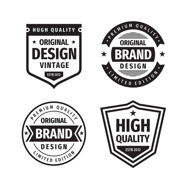 Business badges vector set in retro vintage design style. Abstract logo. Premium quality. Limited edition. Original brand. High quality. Concept labels in black & white colors.  - Vector, afbeelding