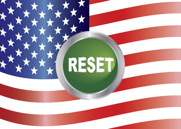 Botón de reinicio de apagado del gobierno con ilustración de bandera de EE. UU.
 - Vector, imagen