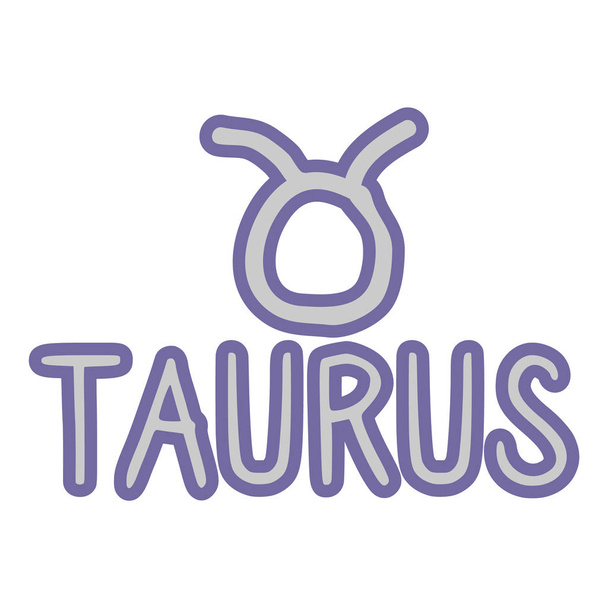 Taurus star sign zodiac symbol clip art. Mystic esoteric astrological sign. Magic horoscope illustration doodle in flat colour. Isolated spirituality vector EPS 10.  - Vektör, Görsel
