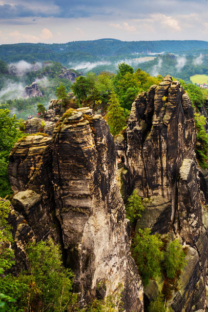 View from viewpoint of Bastei, National park Saxon Switzerland,  - Foto, afbeelding