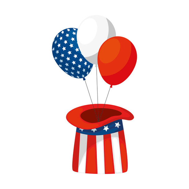 Isolated usa balloons and hat vector design - Vector, Image