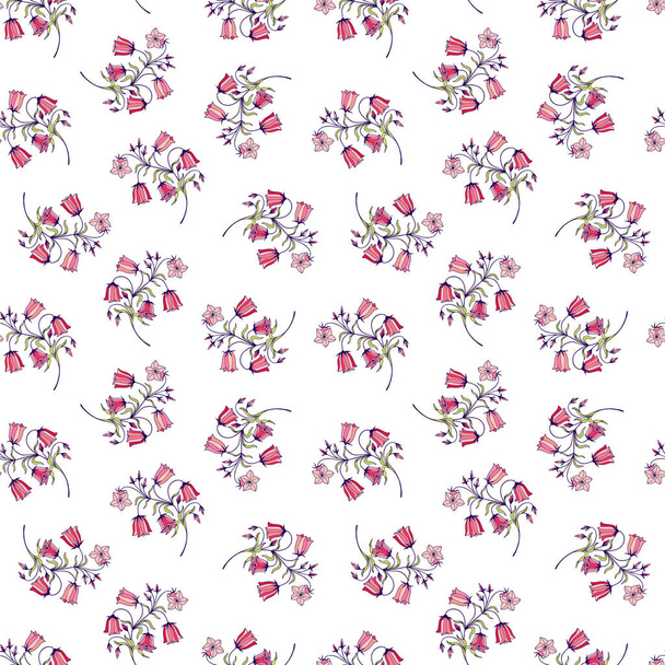 seamless pattern of flowers bells hand-drawn, vector illustrations eps10.  - Vector, Image