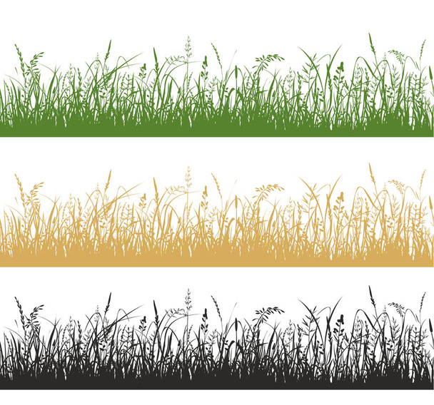 草や草原植物シルエットイラストセット - ベクター画像