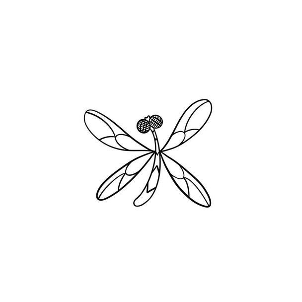 Zwarte en witte abstracte libelle is geïsoleerd op een witte achtergrond. Libelle illustratie. - Foto, afbeelding