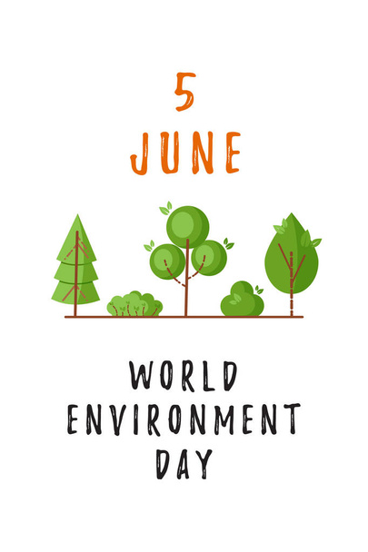 Παγκόσμια ημέρα περιβάλλοντος έννοια με πράσινα δέντρα. Κάθετη σχεδίαση για web banners, αφίσες, κάρτες κλπ σε επίπεδο στυλ. Εικονογράφηση διανύσματος - Διάνυσμα, εικόνα
