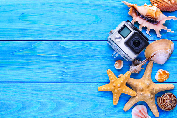 Summer time concept Flat lay composition with beautiful starfish - Foto, immagini
