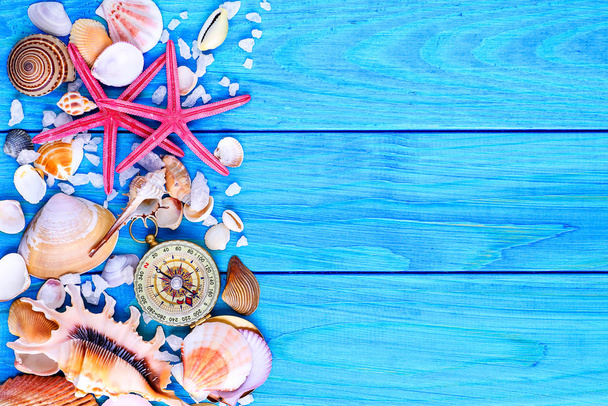 Summer time concept Flat lay composition with beautiful starfish - Foto, immagini