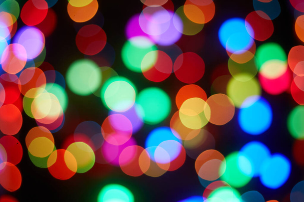 Red and orange, green, blue holiday bokeh. Abstract background - Foto, immagini