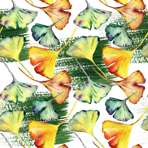 Ginkgo Biloba leaf fashion print. Seamless Pattern - Φωτογραφία, εικόνα