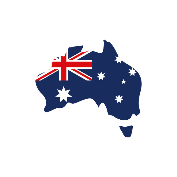 白の背景にオーストラリアの国旗のアイコンがついている地図 - ベクター画像