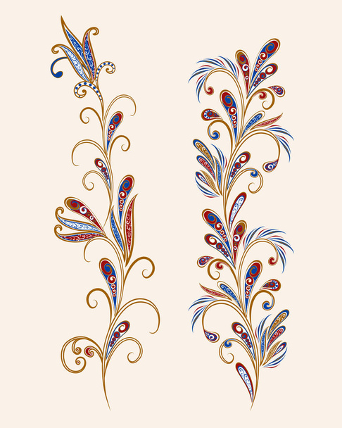 Bouquet of fantastic flowers. Background in ethnic traditional style. - Vector, afbeelding