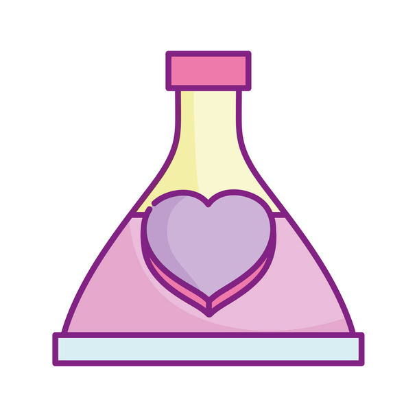 happy valentines day, potion bottle love heart beverage - Διάνυσμα, εικόνα