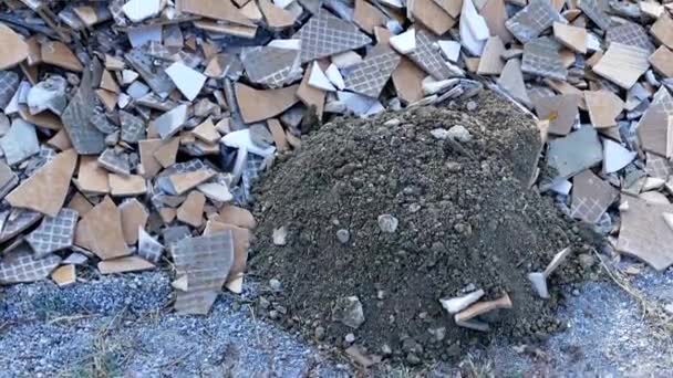 construction waste, stone, brick and tile waste, environmental pollution, - Footage, Video