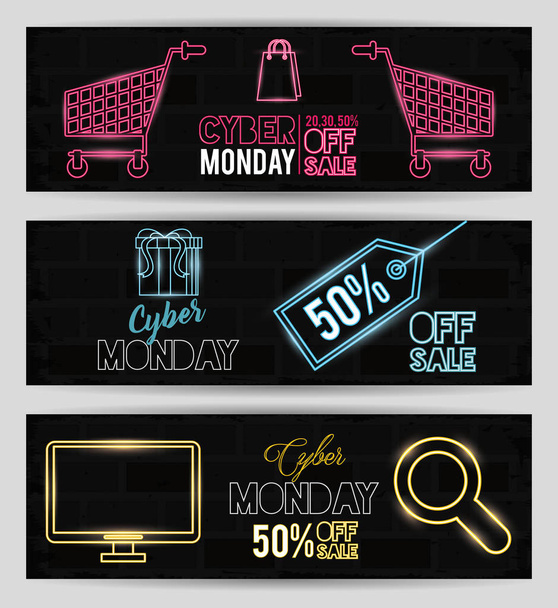 bundle of cyber monday day posters - Vector, Imagen