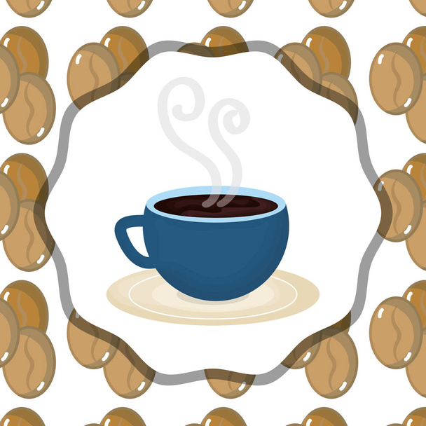 горячая чашка аромат семян свежего напитка кофе время - Вектор,изображение