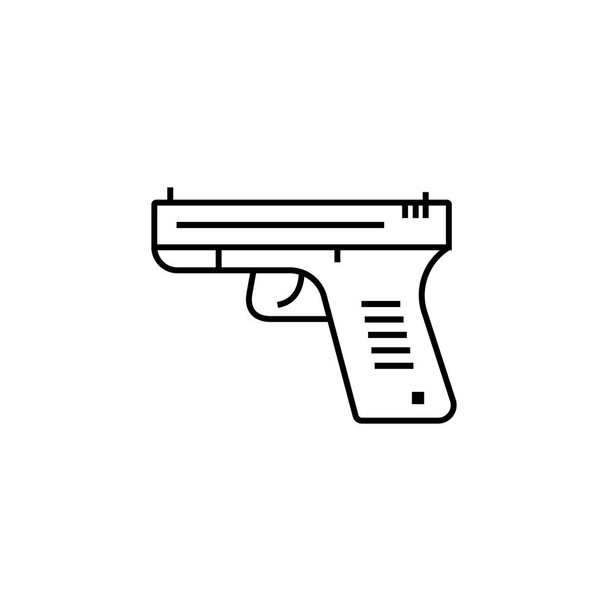 пистолет, убийство, убийство, пистолет, иконка линии оружия. Элементы иконок протестов. Знаки, символы могут быть использованы для веб, логотип, мобильное приложение, пользовательский интерфейс, UX
 - Вектор,изображение