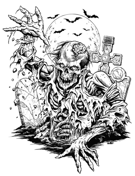 Zombie komische vectorillustratie - Vector, afbeelding