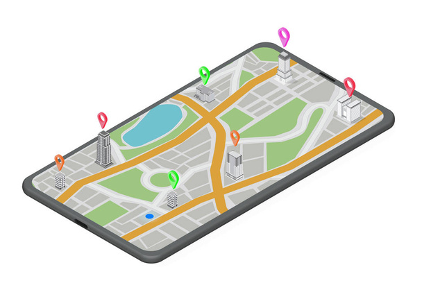 izometrikus GPS navigációs koncepció. - Vektor, kép