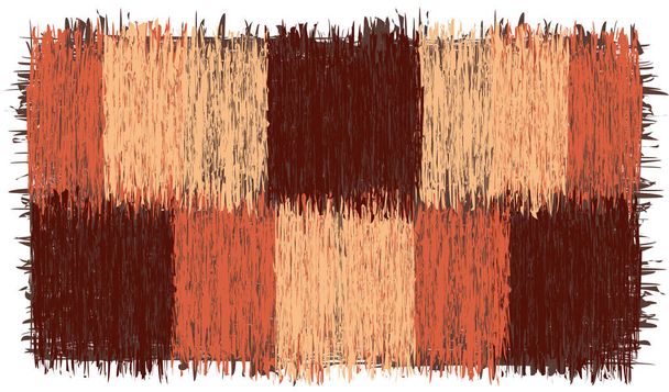 Grunge çizgili kare elementli taşralı kareli halı  - Vektör, Görsel