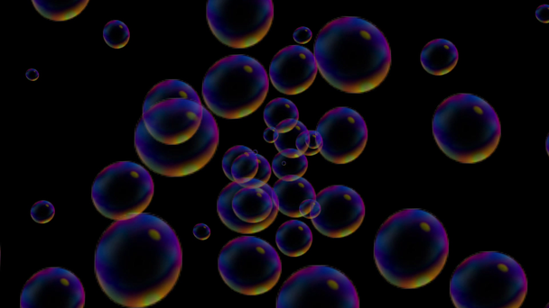 Анимация цветных пузырей на темном фоне  - Кадры, видео
