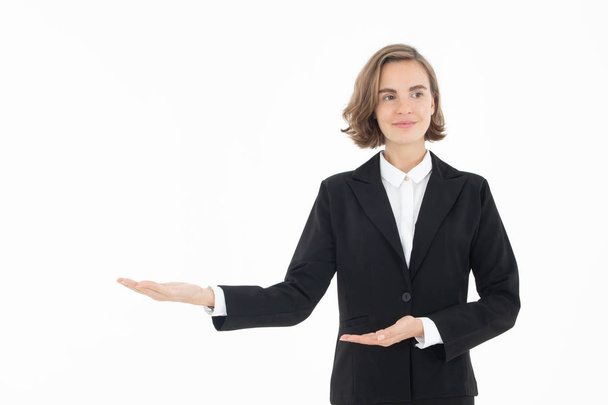 Portrait of young business woman on white isolated background. - 写真・画像