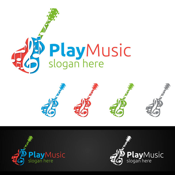Logo musical avec note et concept de guitare
 - Vecteur, image