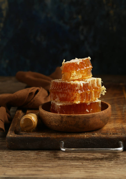 natural organic honeycombs on a plate - Photo, Image