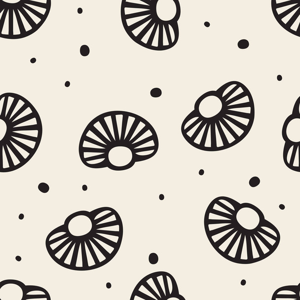  seamless monochrome summer pattern background with seashell - Vector, Image
