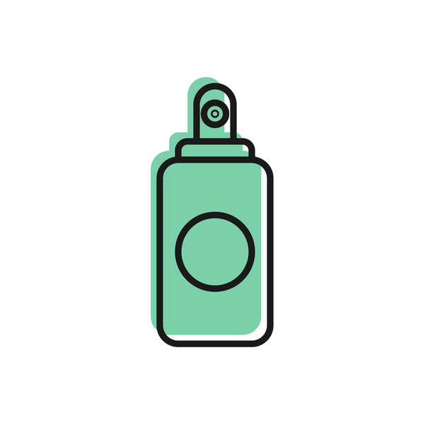 Fekete vonal Spray lehet légfrissítő, hajlakk, dezodor, izzadásgátló ikon elszigetelt fehér alapon. Vektorillusztráció - Vektor, kép