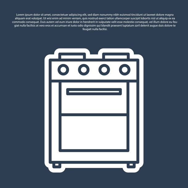 Blue line Oven icon isolated on blue background. Stove gas oven sign. Vector Illustration - Vector, Image