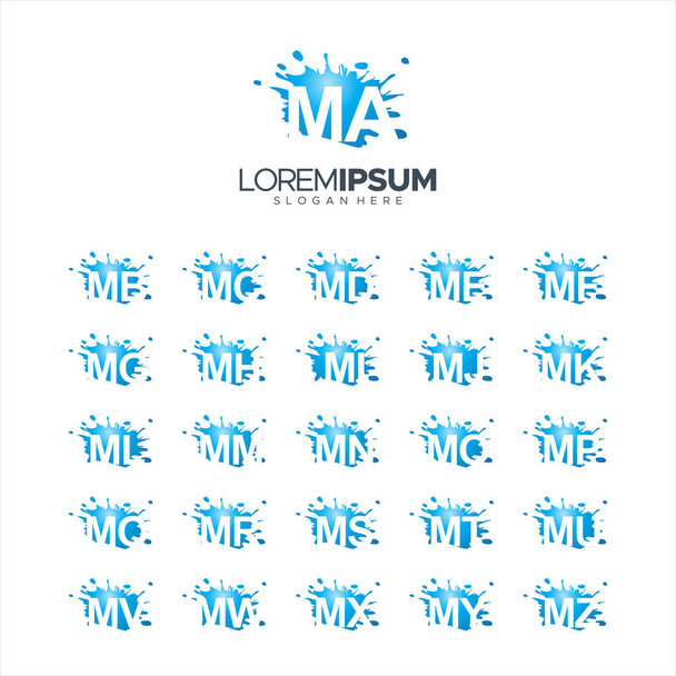 Lettre vectorielle Splash Brush MA - Illustration vectorielle du logo MZ 10 EPS
 - Vecteur, image