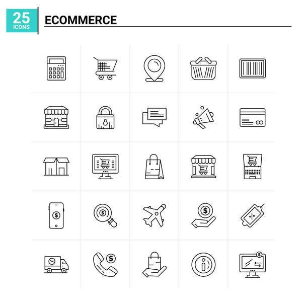 25 E-Commerce Icon Set. Vektorhintergrund - Vektor, Bild