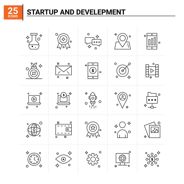 25 Startup And Develepment icon set. vector background - Vector, Image
