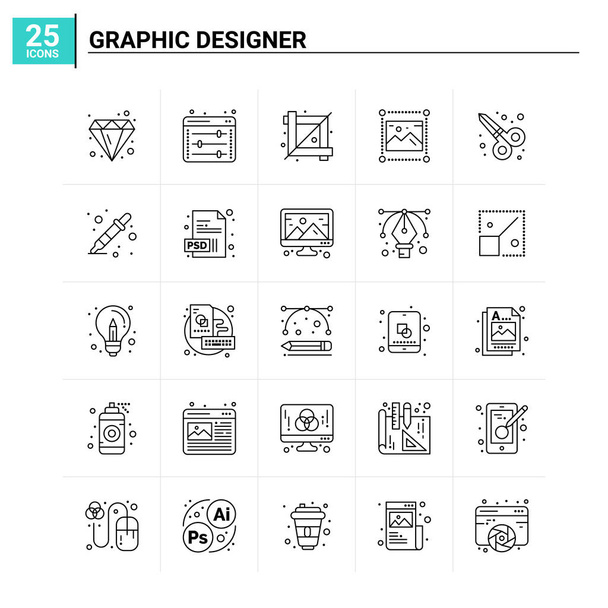 25 Набір піктограм графічного дизайнера. векторний фон
 - Вектор, зображення