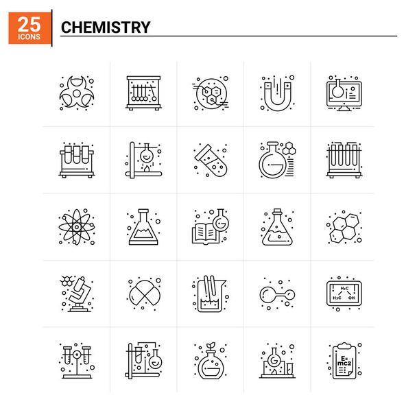 25 Набор иконок химии. векторный фон
 - Вектор,изображение