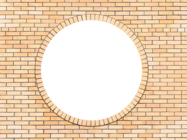 Brick wall with a round window in the middle - Photo, Image
