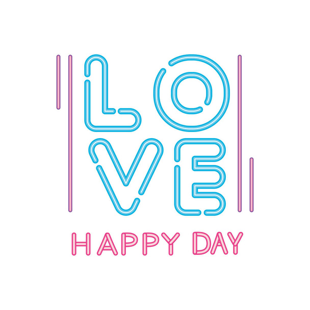 miłość szczęśliwy dzień liternictwo pojedyncze ikona - Wektor, obraz