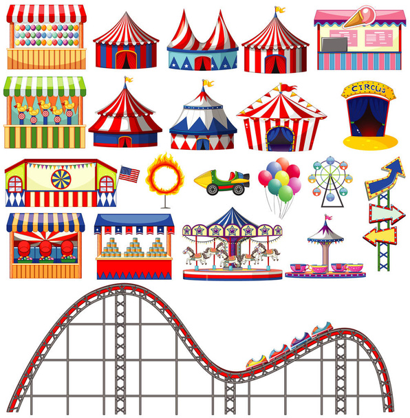 Set of circus items on white background - Vector, Image