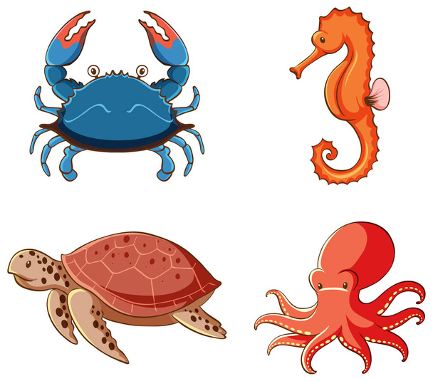 Isolated picture of sea animals - Vector, Image