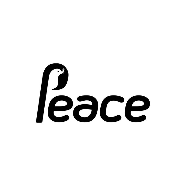 Peace dove with branch. Flat line design style vector illustrations set of icons and logos - Vector, Image