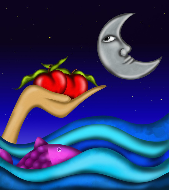 red apples and sea - Foto, Imagem