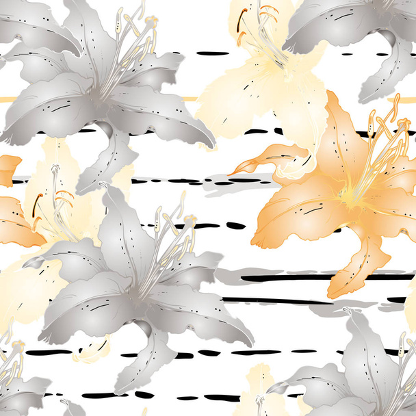 Artistic Floral Seamless Pattern.Stripe - Wektor, obraz