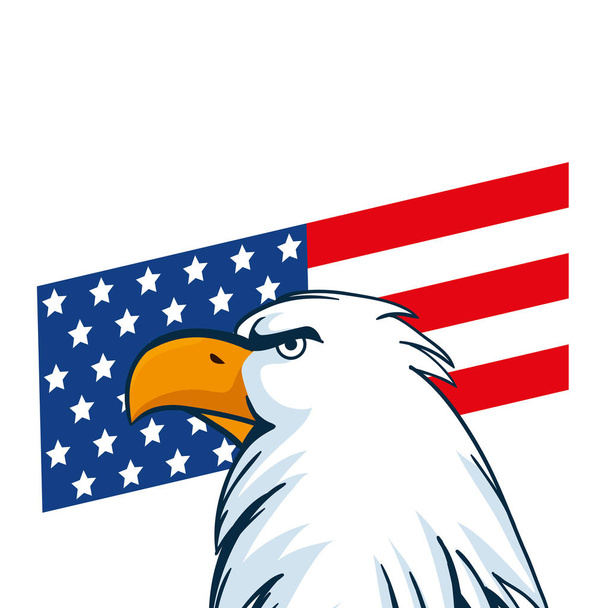 Geïsoleerde Amerikaanse adelaar en vlag vector ontwerp - Vector, afbeelding