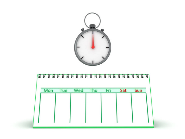 3D Rendering of empty calendar and stopwatch - 写真・画像
