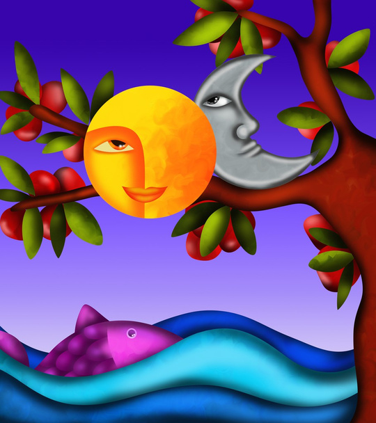 moon and sun - Foto, Imagem