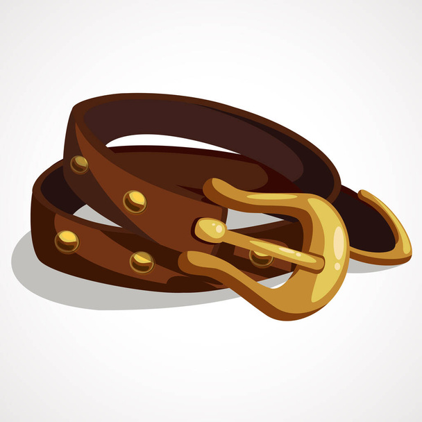 Leather belt with metal buckle. Vector illustration - Vector, Image