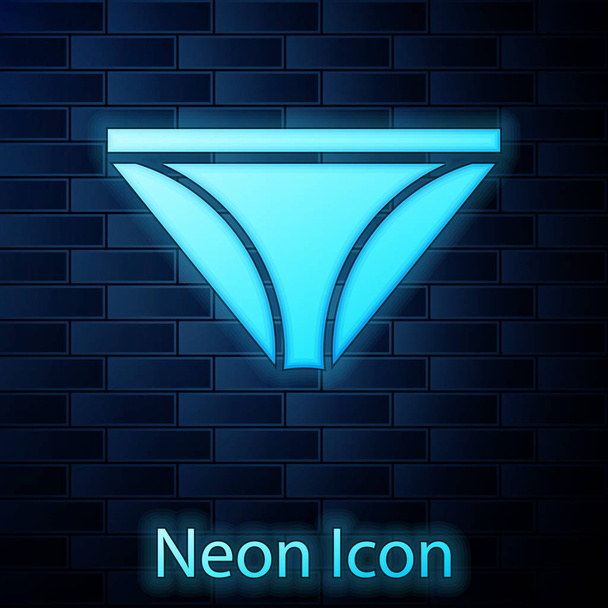 Glowing neon Men underpants icon isolated on brick wall background. Man underwear. Vector Illustration - Vector, Image