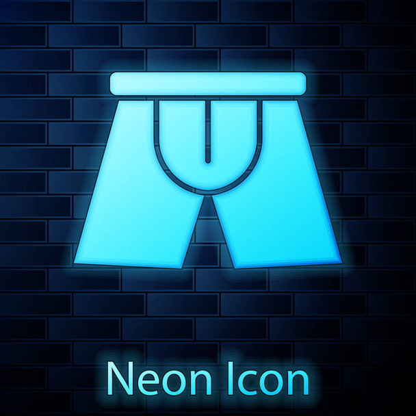 Ragyogó neon Men fehérnemű ikon elszigetelt téglafal háttér. Férfi alsónemű. Vektorillusztráció - Vektor, kép
