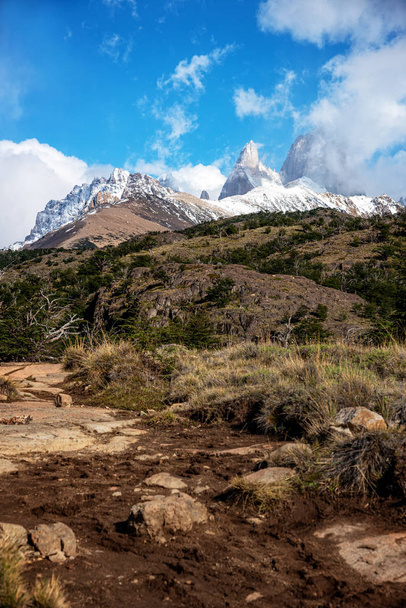 Cloudy day at the mountain summit in El Chalten, Patagonia, Argentina - Foto, Imagem